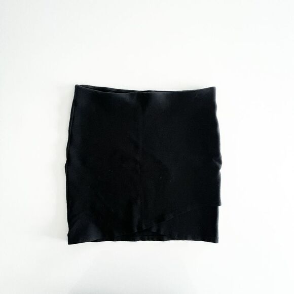 Talula Women's Asymmetrical Hem Mini Pencil Skirt Black Stretchy Size L - Picture 3 of 8